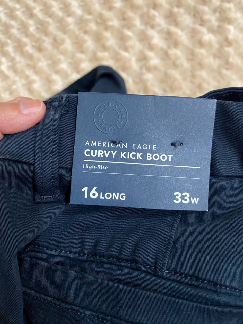 American Eagle Curvy Kick Boot High-Rise pants in a dark navy 33W 16 long New - Picture 9 of 9